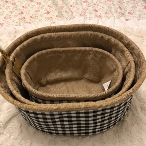 Fall Black and white Gingham burlap soft baskets - Picture 7 of 10